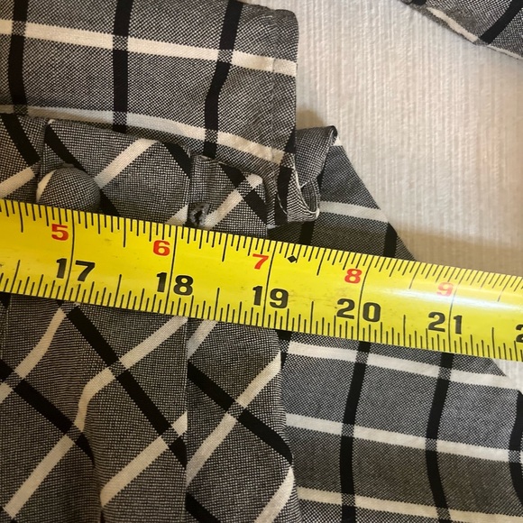 Tory Burch Top - Women's 4 Gray - Plaid Button Down Asymmetric Wrap Grey - Picture 10 of 16